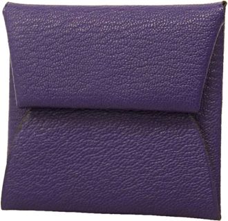 Herm&egrave;s Purple Chevre Myzore Leather Coin Purse/Coin Case (Pre-Owned)