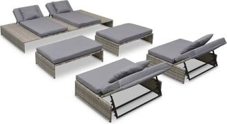 vidaXL Set De Muebles De Jard&iacute;n 5 Pzas Y Cojines Rat&aacute;n Sint&eacute;tico Gris Vidaxl
