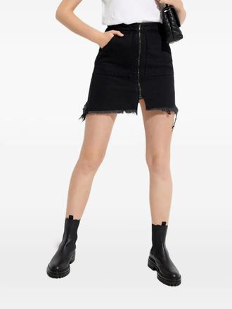 One Teaspoon zip frayed mini skirt - women - Fabric - 24 - Black
