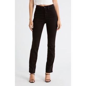 Good American Good Curve Never Fade High Waist Straight Leg Jeans in Black001 at Nordstrom Rack