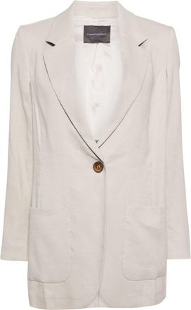 Lorena Antoniazzi single-breasted blazer - women - Polyester/Linen/Flax/Viscose/Elastane/Acetate - 46 - Neutrals