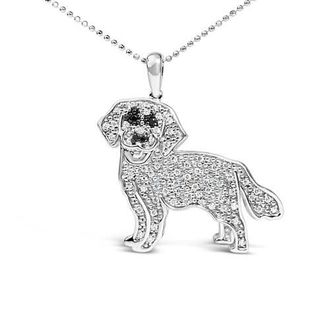 House of Brilliance Silver 1/3 Cttw White and Black Diamond Labrador Retriever Dog Pendant Necklace at Nordstrom