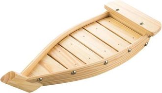 OEM Bandeja Para Servir Con Forma De Barco - Bandeja Para Sashimi - Presentaci&oacute;n De Platos Japoneses - Dise&ntilde;o Creativo - 37 Cm De Largo - Beige