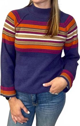 Democracy Mock Neck Bubble Hem Sweater In Purple