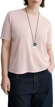 Mango Short Sleeve Sweater in Pastel Pink at Nordstrom, Size X-Small