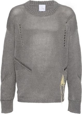 Roa intarsia-knit logo jumper - men - Hemp/Cotton - M - Grey