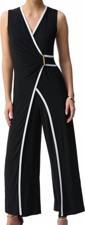 Joseph Ribkoff Silky Sleeveless Culotte Jumpsuit In Black/vanilla