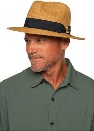Coolibar Mens Surf Club Hand Woven Fedora, UPF 50+ Sun Protection in Toast Brown at Nordstrom, Size Medium