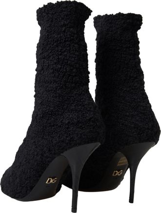 Dolce & Gabbana Womens Virgin Wool Stiletto Boot Black