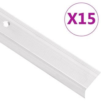 vidaXL Perfiles De Pelda&ntilde;os Forma De L 15 Uds Aluminio Plata 100 Cm Vidaxl