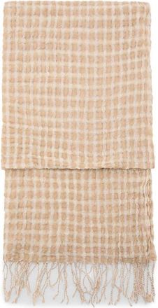 Mango Fringe Trim Cotton Gauze Scarf in Beige at Nordstrom