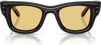 Ray-Ban Wayfarer Puffer 47mm Square Sunglasses in Black /Yellow at Nordstrom