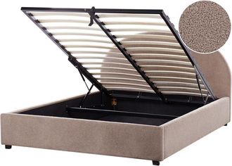 Beliani Ottoman Bed Boucle VAUCLUSE 160 x 200 cm (EU King Size) Taupe