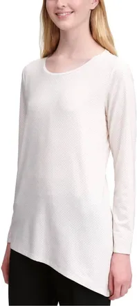 Calvin Klein Textured Asymmetrical Hem Top In White Gold