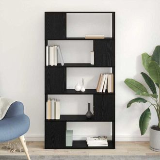 vidaXL Shelf Unit Black Oak Engineered Wood Medium Shelf Unit vidaXL