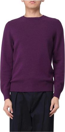 Drumohr Truien & Vesten, Heren, Paars, L, Kasjmier, Crew-neck Kasjmier Trui