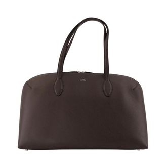 Toteme Brown Leather Shopper Bag with Top Handles - female - Tot&ecirc;Me - Handbags - Brown - ONE SIZE - Bags