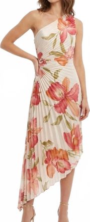 Dress Forum Flattering One-Shoulder Maxi Dress In Coral Garden