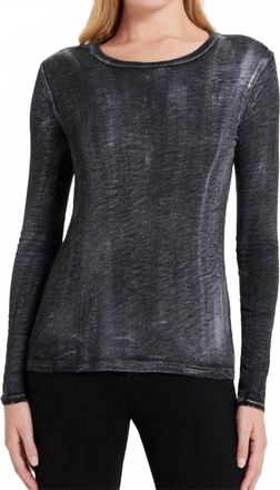 Goldie London Long Sleeve Classic Tee In Metallic Spray Black/silver