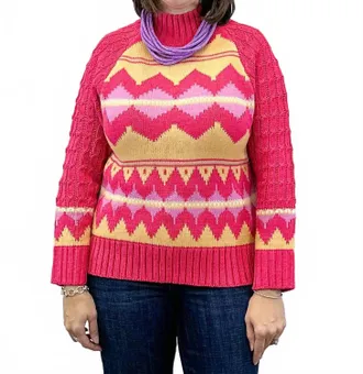 Merci Fireside Fair Isle Sweater In French Pink