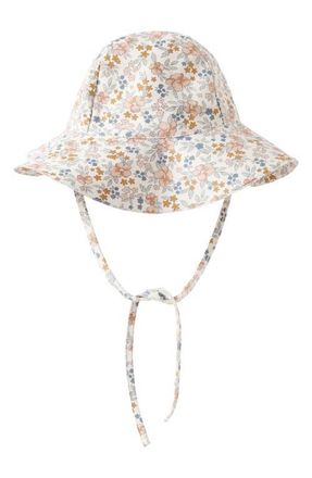 Rylee + Cru Kids Floral Floppy UPF 50+ Sun Hat in Ivory at Nordstrom, Size 0-6M