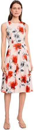 Calvin Klein Sleeveless Scuba Floral A-Line Dress Womens Dress Ginger : 10, Polyester/Spandex
