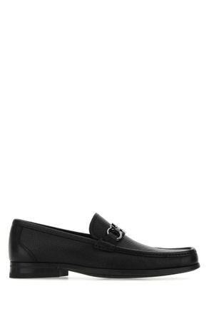 Ferragamo Black Textured Loafers