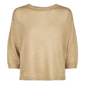 Max Mara Round-neck Knitwear, female, Brown, Size: M Maglia-Canottiera-Top