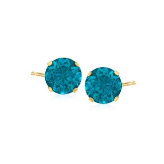 Ross-Simons London Blue Topaz Martini Stud Earrings in 14kt Yellow Gold