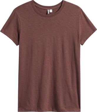 Nordstrom Pima Cotton Slub Crewneck T-Shirt in Brown Roast at Nordstrom, Size Xx-Small