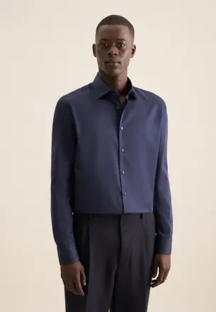 Seidensticker Businesshemd SEIDENSTICKER Schwarze Rose, Herren, Gr. XL (43), normale &Auml;rmell&auml;ngen, blau (dunkelblau), 100% Baumwolle, unifarben, skinny fit, 2-Knopf-