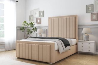 Comfort Beds Arizona Plush Bed Frame With Mattress-50 Upholstered in Stone | Size: Single