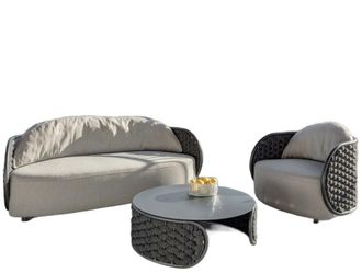 LLR Collection 3-teilige Premium Outdoor-Lounge Mojo - Schwarz/Grau