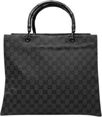 Gucci Pre-owned Vintage Tote Bag - Dames - Vintage Shopper - Grijs - ONE Size - Bamboe - Vintage