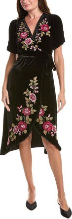 Johnny Was Petite Mehdi Velvet Silk-Blend Wrap Dress