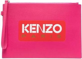 Kenzo Leren Platte Pouch - Dames - Clutches - Roze - ONE Size - Katoen - Tassen