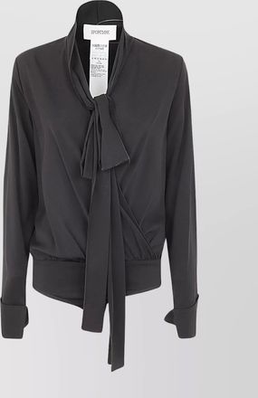 Sportmax draped long sleeve body shirt with bow