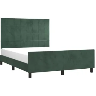 vidaXL Estructura Cama Sin Colch&oacute;n Terciopelo Verde Oscuro 140x200 Cm Vidaxl