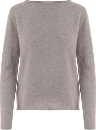 Allude Soft Cashmere Sweater with Round Neckline and Long Sleeves