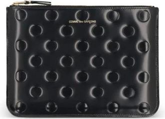 Comme Des Gar&ccedil;ons Accessoires, Dames, Zwart, ONE Size, Leer, Polka Dots Embossed Pouch