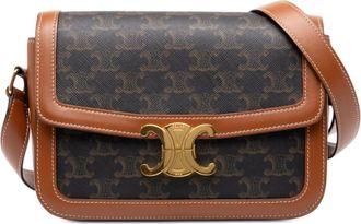 Celine Pre-owned Celine Classique Triomphe Coated Canvas and Calfskin Triomphe Crossbody Ladies 0IRVJ3UBHTZFUK01