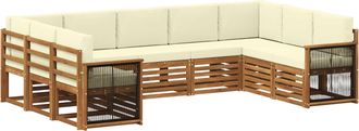 vidaXL Conjunto De Sof&aacute;s De Exterior 7 Uds. Natural Y Crema Vidaxl