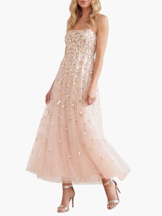 Needle & Thread Meadow Ditsy Cami Ankle Gown in Opal/peach at Nordstrom, Size 12