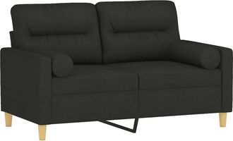 vidaXL Sof&aacute; De 2 Plazas Con Cojines Tela Negro 120 Cm Vidaxl
