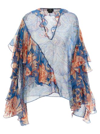 Etro Blue Silk Womens Blouse