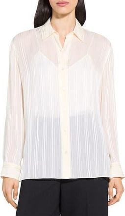 Theory Tonal Stripe Button-Up Shirt in Ivory at Nordstrom Rack, Size X-Large