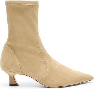 Stuart Weitzman Vinnie Bootie 50 - Dames - Laarzen met Hak - Beige - 40 EU - Leer - Schoenen
