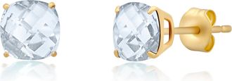 MAX + STONE 14k Yellow Gold 6MM Cushion Cut Gemstone Stud Earrings