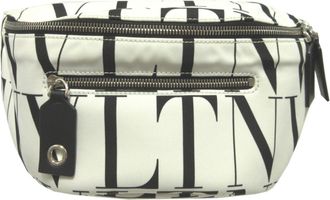 Valentino Black White Canvas Fanny Pack (Pre-Owned)