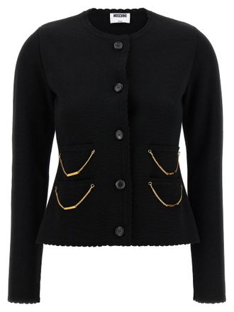 Moschino Black Virgin Wool Womens Cardigan